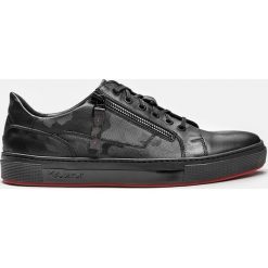 Czarne sneakersy męskie. Czarne buty skate męskie marki Kazar, ze skóry, na zamek. Za 449,00 zł.