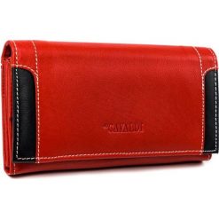Piękny portfel damski marki cavaldi® dwukolorowy. Czerwone portfele damskie 4U Cavaldi, bez wzorów, ze skóry. Za 59,90 zł.