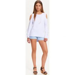 BLUZA NIEROZPINANA DAMSKA. Białe bluzy damskie TROLL, s, bez wzorów, z bawełny, z długim rękawem, długie, bez kaptura. W wyprzedaży za 29,99 zł.