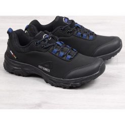 Buty trekkingowe wodoodporne czarne American Club - czarny / niebieski. Niebieskie buty sportowe damskie sportowe. Za 129,99 zł.