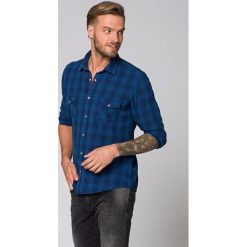 Koszula Jeansowa Granatowa w Kratę Odell. Brązowe koszule męskie LANCERTO, na lato, xl, bez wzorów, z bawełny, casualowe, z kontrastowym kołnierzykiem, bez rękawów. W wyprzedaży za 199,90 zł.