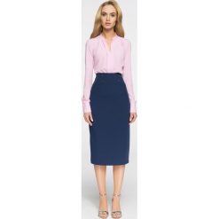 Ołówkowa spódniczka midi - granatowa. Spódniczki damskie Style, na co dzień, s, z aplikacjami, z elastanu, eleganckie, midi, ołówkowe. Za 99,00 zł.