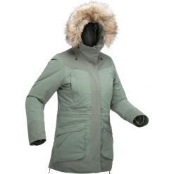Kurtka SH500 Ultra-Warm damska. Brązowe kurtki damskie QUECHUA, na zimę, m, bez wzorów, z elastanu, długie, bez kaptura. Za 449,99 zł.
