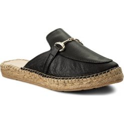Espadryle EVA MINGE - Sagunto 3B 18MC1372341ES 101. Czarne espadryle damskie marki Eva Minge, z aplikacjami, ze skóry ekologicznej, bez obcasa. W wyprzedaży za 219,00 zł.