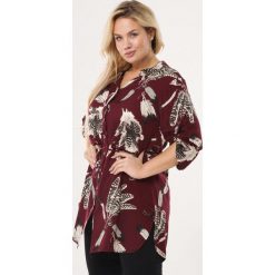 Bordowa Koszula Cohabit. Czerwone bluzki damskie Born2be, xl, w paski, bez kołnierzyka, bez rękawów. Za 59,99 zł.