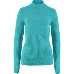 Sweter ze stójką bonprix zieleń morska. Zielone swetry klasyczne damskie marki bonprix, ze stójką. Za 74,99 zł.
