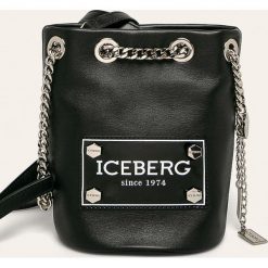 Iceberg - Torebka skórzana. Czarne kuferki damskie Iceberg, w paski, z bawełny, na ramię, małe, z aplikacjami. W wyprzedaży za 899,90 zł.
