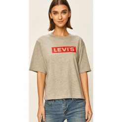 Levi's - T-shirt. Szare bluzki damskie Levi's®, s, z nadrukiem, z bawełny, z okrągłym kołnierzem. W wyprzedaży za 59,90 zł.