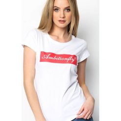 Biały T-shirt Ambition Fly. Białe bluzki damskie marki Born2be, l. Za 29,99 zł.