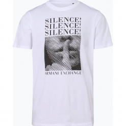 Armani Exchange - T-shirt męski, czarny. Czarne t-shirty męskie marki Armani Exchange, xxl, z nadrukiem, bez kołnierzyka. Za 229,95 zł.