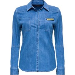Koszula Trussardi Jeans Shirt Seasonal Denim 56C00139. Niebieskie bluzki damskie Trussardi Jeans, bez wzorów, z elastanu, bez kołnierzyka, bez rękawów. W wyprzedaży za 319,00 zł.