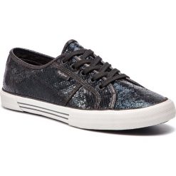 Tenisówki PEPE JEANS - Aberlady Luxor PLS30757 Black 999. Czarne półbuty damskie skórzane Pepe Jeans, bez wzorów, bez zapięcia. W wyprzedaży za 139,00 zł.
