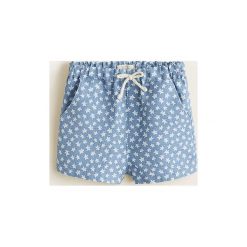 Mango Kids - Szorty dziecięce Nil 62-80 cm. Niebieskie spodenki dziewczęce Mango Kids, bez wzorów, z bawełny, casualowe. W wyprzedaży za 29,90 zł.