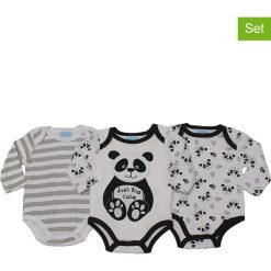 Body (3 szt.) "Panda" w kolorze czarno-białym. Czarne body niemowlęce z aplikacjami, z bawełny. W wyprzedaży za 42,95 zł.