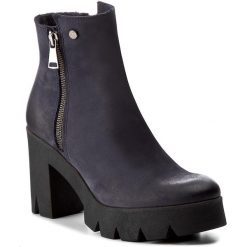 Botki EVA MINGE - Paloma 2C 17SM1372211EF 407. Niebieskie buty zimowe damskie Eva Minge, z nubiku, na obcasie. W wyprzedaży za 249,00 zł.
