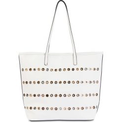 Torba shopper z kolorowymi oczkami bonprix kremowo-kolorowy. Brązowe shopper bag damskie bonprix, w kolorowe wzory. Za 49,99 zł.