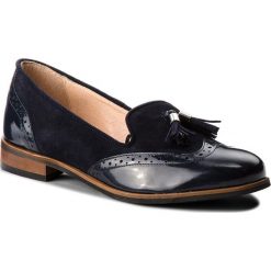 Lordsy WOJAS - 7460-76 Granatowy. Czarne lordsy damskie marki Wojas, z materiału, z okrągłym noskiem. W wyprzedaży za 259,00 zł.