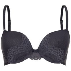 Biustonosz z fiszbiną Triumph Darling Spotlight 10185928. Niebieskie biustonosze Triumph, bez wzorów, z elastanu. W wyprzedaży za 139,00 zł.