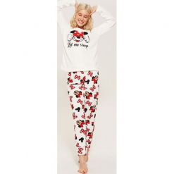 Dwuczęściowa piżama Minnie Mouse - Biały. Białe piżamy damskie House, l, z motywem z bajki. W wyprzedaży za 49,99 zł.