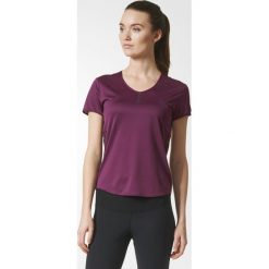 Koszulka adidas AdiZero Tee W Fioletowa. Fioletowe bluzki sportowe damskie marki Adidas, bez wzorów, bez kołnierzyka, z krótkim rękawem, krótkie, bez kaptura, do biegania. Za 99,99 zł.