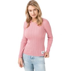 Calvin Klein Sweter Różowy Beżowy. Różowe bluzy damskie Calvin Klein, s, bez wzorów, z bawełny, bez rękawów, bez kaptura. Za 393,95 zł.