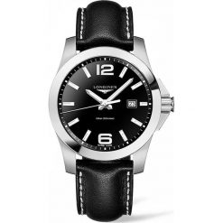 LONGINES CONQUEST L3.760.4.56.3. Szare, analogowe zegarki męskie LONGINES, ze stali. Za 3070,00 zł.
