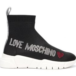 Love Moschino Tenisówki Czarny. Czarne trampki i tenisówki damskie Love Moschino, z aplikacjami, ze skóry, bez zapięcia. Za 1058,95 zł.