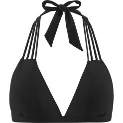 Biustonosz bikini z trójkątnymi miseczkami bonprix czarny. Czarne stroje kąpielowe damskie bonprix, z haftami. Za 44,99 zł.