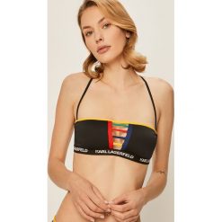 Karl Lagerfeld - Biustonosz kąpielowy. Czarne stroje kąpielowe damskie KARL LAGERFELD, s, z nadrukiem, z elastanu. Za 389,90 zł.