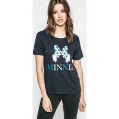 Only - Top. Czarne topy damskie ONLY, m, z nadrukiem, z bawełny, z okrągłym kołnierzem. W wyprzedaży za 29,90 zł.
