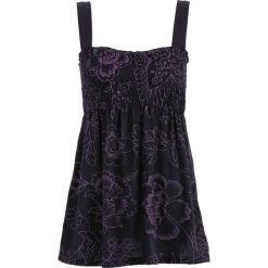 Top bonprix czarny-lila. Czarne topy damskie bonprix, z nadrukiem, bez kołnierzyka. Za 74,99 zł.