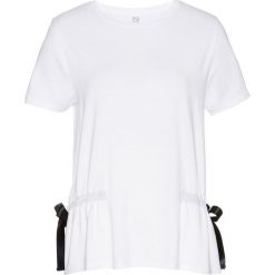 T-shirt z marszczeniem bonprix biały. Białe t-shirty damskie bonprix, bez wzorów, bez kołnierzyka. Za 69,99 zł.