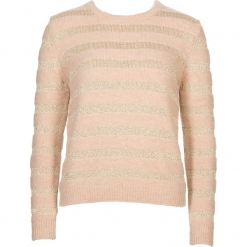 Sweter w kolorze beżowo-złotym. Brązowe swetry klasyczne damskie marki Gottardi, s, z wełny, z okrągłym kołnierzem. W wyprzedaży za 173,95 zł.