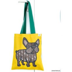Torba bawełniana z buldogiem. Żółte shopper bag damskie marki Pakamera, z bawełny, duże. Za 79,00 zł.
