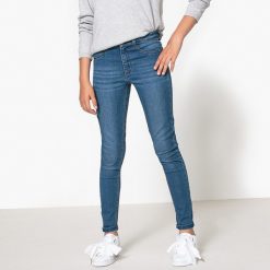 Dżinsy skinny, 10-16 lat. Szare jeansy dziewczęce marki La Redoute Collections, z bawełny, z standardowym stanem. Za 62,96 zł.