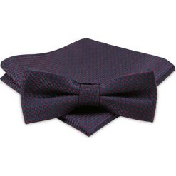 Modna Mucha Męska - Alties - Granat w Ciemnoczerwone Grochy MUALTS0226. Niebieskie muszki męskie Alties, na imprezę, w paski, eleganckie. Za 39,00 zł.