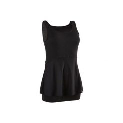 Top Gym & Pilates 530 damski. Czarne topy damskie marki DOMYOS, xs, bez wzorów, z elastanu, bez kołnierzyka. Za 49,99 zł.