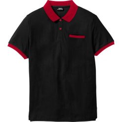 Shirt polo z kieszonką na wys. piersi bonprix czarny. Czarne koszulki męskie bonprix, s, bez wzorów, bez rękawów. Za 44,99 zł.