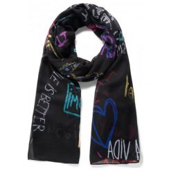 Chusty damskie: Desigual Chusta Damska Czarny Lettering