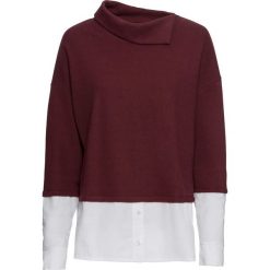 Sweter z koszulową wstawką bonprix ciemny jeżynowy. Fioletowe swetry klasyczne damskie marki DOMYOS, l, z bawełny. Za 79,99 zł.