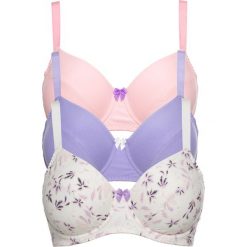 Biustonosz (3 szt.) bonprix z nadrukiem + kolor bzu + jasnoróżowy. Białe biustonosze bonprix, z nadrukiem, z bawełny. Za 89,97 zł.