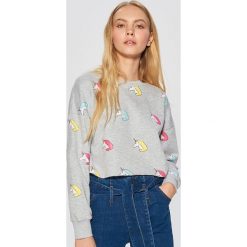 Krótka bluza w jednorożce - Jasny szary. Szare bluzy damskie Cropp, l, z krótkim rękawem, krótkie. Za 69,99 zł.