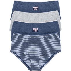 Figi: Figi „maxi panty” (4 pary) bonprix indygo-jasnoszary melanż- perłowy jasnoróżowy