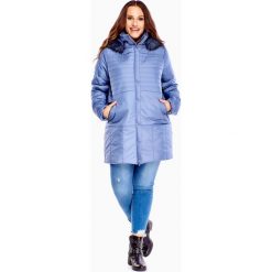 Kurtka z kapturem niebieski. Niebieskie kurtki damskie Tagless, plus size, bez wzorów, z kapturem. Za 306,36 zł.