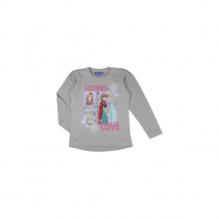 Bluzka dziewczęca z printem, we wzory Kraina Lodu - Frozen standardowa. Szare t-shirty dziewczęce TXM, z motywem z bajki. Za 19,99 zł.