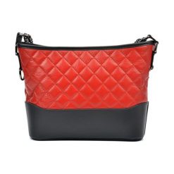 Torebki klasyczne damskie: Skórzana torebka w kolorze czerwono-czarnym – (S)22,5 x (W)34 x (G)8,5 cm
