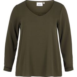 Koszulka "Mya" w kolorze khaki. Brązowe bluzki damskie Zizzi, bez wzorów, bez kołnierzyka, z długim rękawem. W wyprzedaży za 42,95 zł.