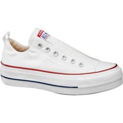 Tenisówki damskie Chuck Taylor Allstar Lift Slip Converse białe. Białe trampki i tenisówki damskie Converse, bez wzorów, z gumy, bez zapięcia. Za 239,90 zł.