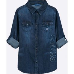 Guess Jeans - Koszula dziecięca 118-176 cm. Niebieskie koszule męskie marki Guess Jeans, l, z aplikacjami, z elastanu, z klasycznym kołnierzykiem, z długim rękawem. W wyprzedaży za 189,90 zł.