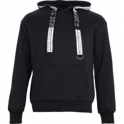 Czarno-Biała Bluza Advanced. Białe bejsbolówki męskie Born2be, l, z nadrukiem, z kapturem. Za 79,99 zł.